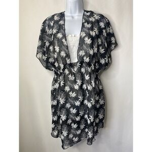 Miken Womens Sheer Bathing Suit Cover Tunic Tank Top Set XL Beach Coastal Palm